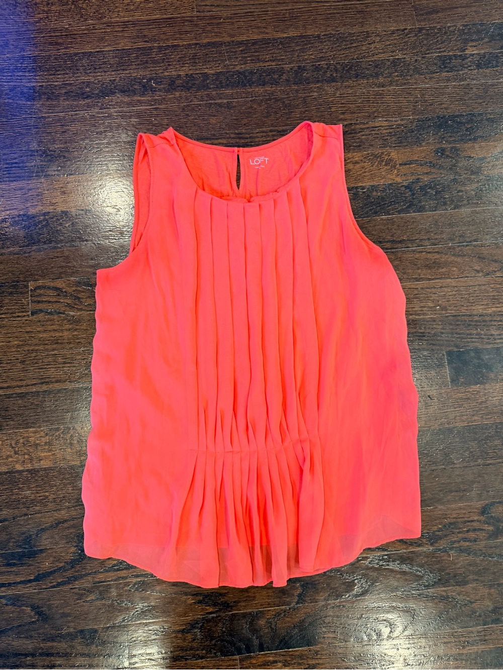 LOFT Coral Pleated Sleeveless Tanktop